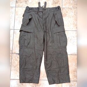 Vintage Wool German Army Pants Dark Green Cargo